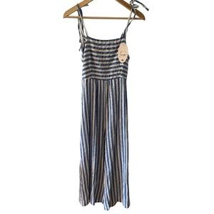 NWT - Saeni Italy - Blue and White Striped Linen Jumpsuit Size XS - Unique!
